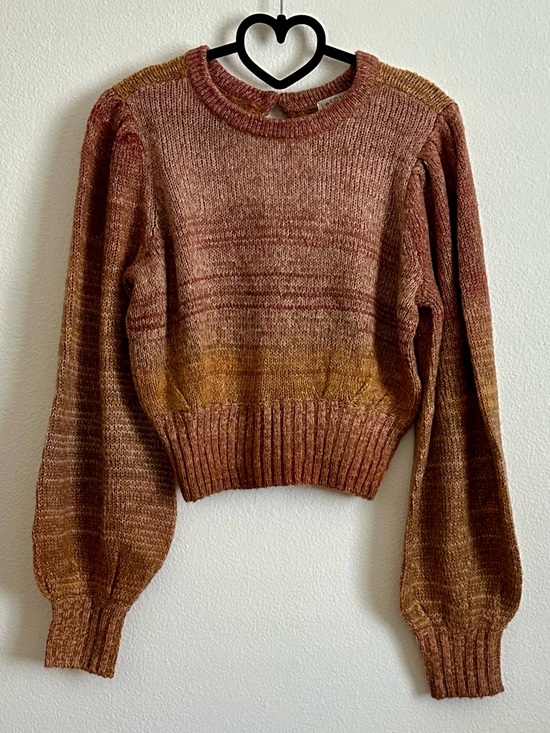l*space Sweaters - L*SPACE Rust Orange Red Balloon Sleeve Cropped Juniper Sweater Size S
